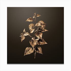 Gold Botanical Black Birch on Chocolate Brown n.2821 Canvas Print