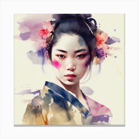 Watercolor Modern Geisha #6 Canvas Print