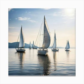 Sailboats On The Sea Canvas Print