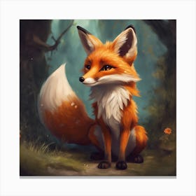 Little fox in the forest Canvas Print