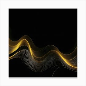 Abstract Golden Wave On Black Background Canvas Print