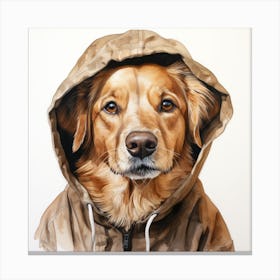 Watercolour Cartoon Dog In A Hoodie 2 Canvas Print