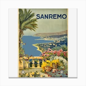 Sanremo Italy Vintage Travel Poster Canvas Print