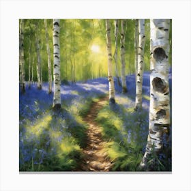 Dappled Sunlight in the Bluebell Wood Canvas Print