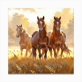 Horses In The Meadow Canvas Print