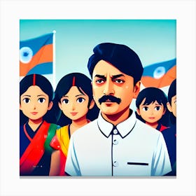 Illustration Of A Indian Family Canvas Print