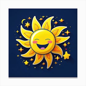 Lovely smiling sun on a blue gradient background 129 Canvas Print