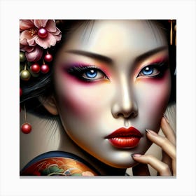 Japan Traditional Geisha Illustration By Ad 45 Canvas Print