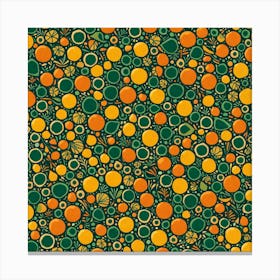 Orange pattern, A Pattern Featuring Abstract Shapes And Mustard Rustic Green And Orange Colors, Flat Art, 129 Canvas Print