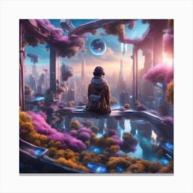 Girl In A City Canvas Print