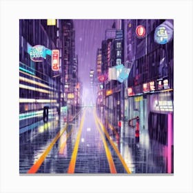 Rainy City Street Canvas Print