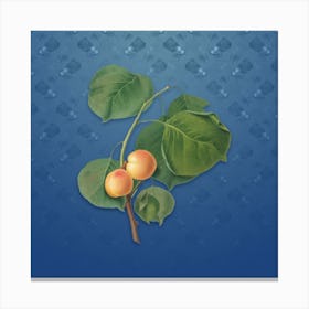 Vintage Yellow Apricot Botanical on Bahama Blue Pattern Canvas Print