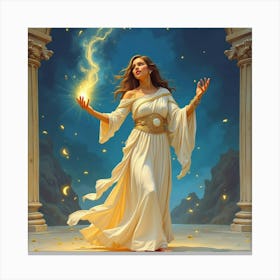 Watercolor Medea Casting Spells In A Mystical Greek Setting 1 Canvas Print