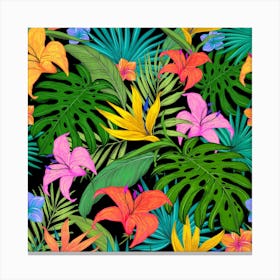 Tropical Greens Leaves Design 3 Canvas Print