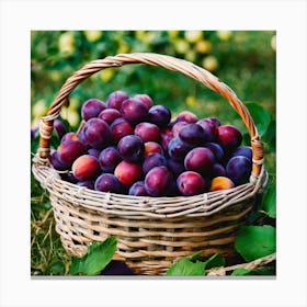 Plums In A Basket 2 Canvas Print