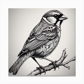 Sparrow white and black Canvas Print