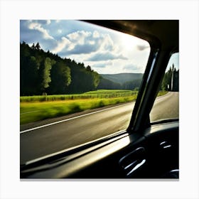 Move Drive Car Countryside Speed Mirror View Window Rear Asphalt Transport Driving Heave (5) Canvas Print