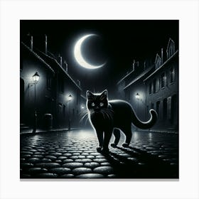 Black Cat In The Night Canvas Print