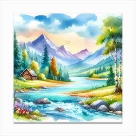 Watercolor Landscape 1 Canvas Print