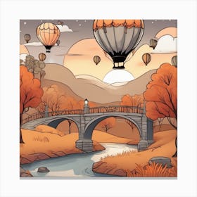 Autumn Landscape With Hot Air Balloons Canvas Print