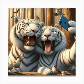 White Tiger Selfie Canvas Print