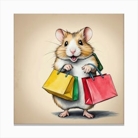 Hamster With Shopping Bags 3 Canvas Print