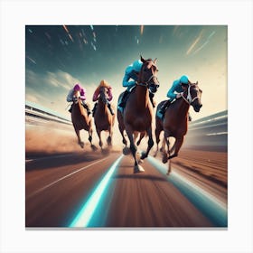 Horses Racing In The Racetrack Canvas Print