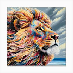 Lion On The Beach Canvas Print