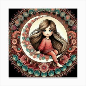 Girl in moon Canvas Print