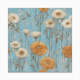 Klimts Would Love These Flowers Light Blue 4 Canvas Print