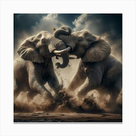 Elephants Fighting 2 Canvas Print