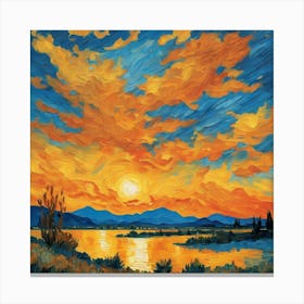 Sunset Over The Lake Canvas Print