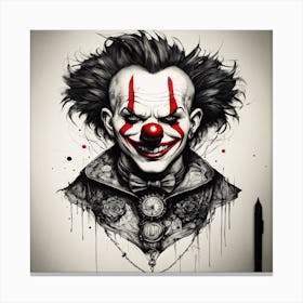 Clown Drawing Canvas Print