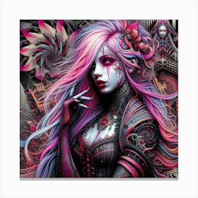 Girl With Pink Hair Canvas Print