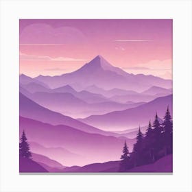 Misty mountains background in purple tone 62 Canvas Print