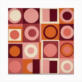 Mid Century Circles And Squares In Pink Orange And Bur 3 Canvas Print