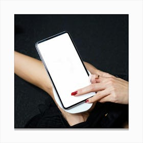 Telecom Media White Touch Screen Communication Mobile Phone Screen Woman Phone Application (15) Canvas Print