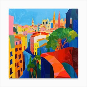 Abstract Travel Collection Barcelona Spain 3 Canvas Print