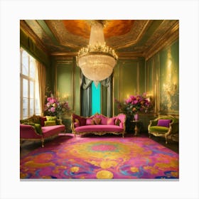 Futuristic Beautiful French Mansion Interior Livin (10) Canvas Print