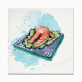 Salmon On A Plate Canvas Print