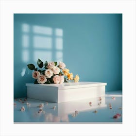 White Box With Flowers 5 Canvas Print