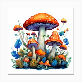 Mushrooms In The Forest 13 Canvas Print