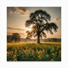 Sunflowers At Sunrise Canvas Print