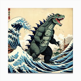 Godzilla On The Wave 1 Canvas Print