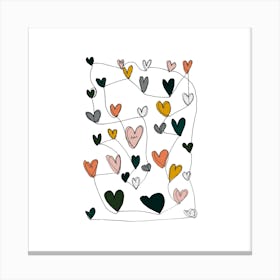 Colourful Continuous Hearts2 Canvas Print