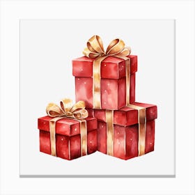 Watercolor Christmas Gift Boxes 6 Canvas Print