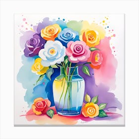 Roses In A Vase Canvas Print