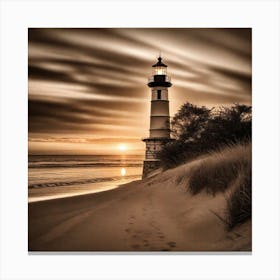Lighthouse At Sunset 54 Canvas Print