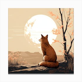 Fox In The Moonlight Canvas Print