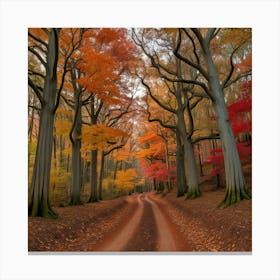 Autumn Road In The Forest Canvas Print